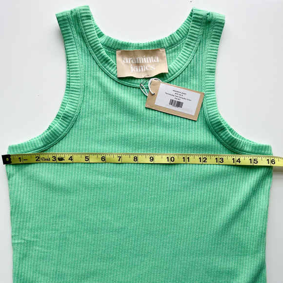 NWT Araminta James The Everyday Tank Honeydew Green Waffle Knit Women XS 6 Beach - Picture 8 of 9
